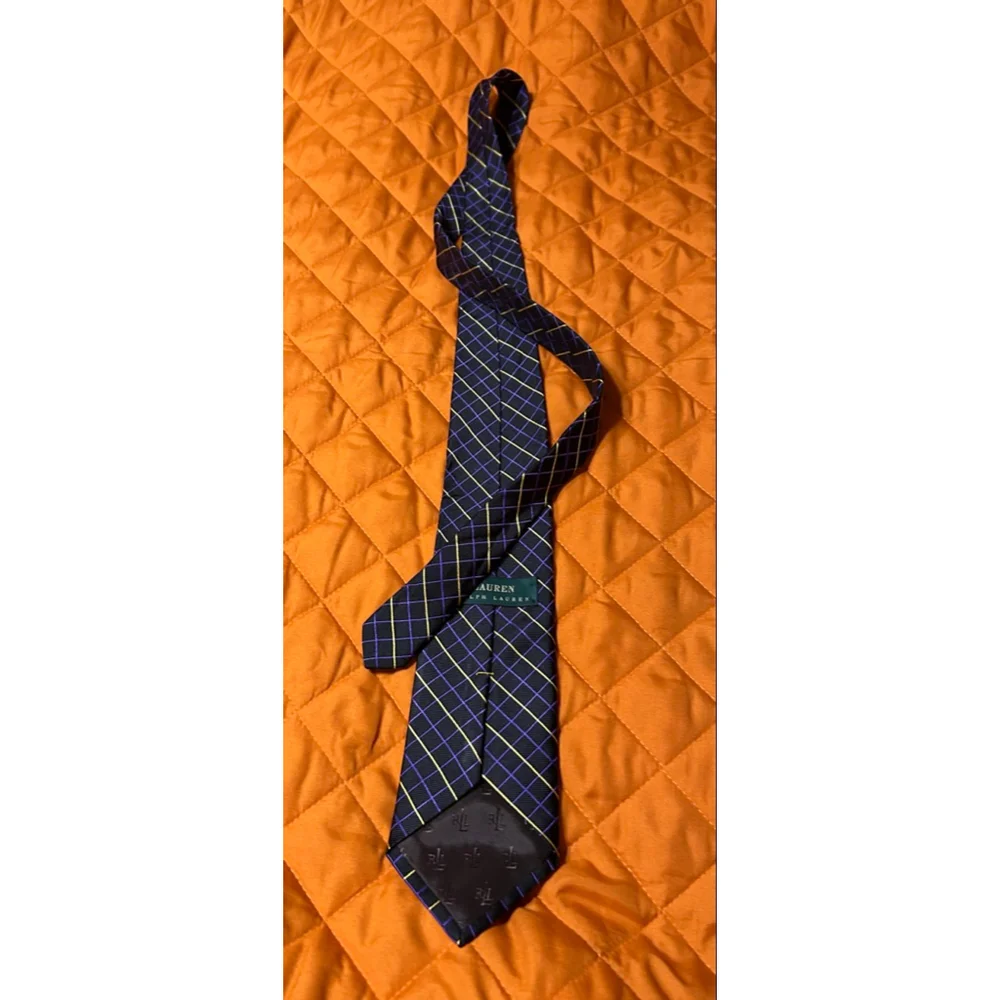 Lauren Ralph Lauren Men's Black Plaid 100% Silk Tie